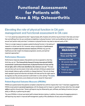 Functional Assessments for Patients with Knee & Hip Osteoarthritis